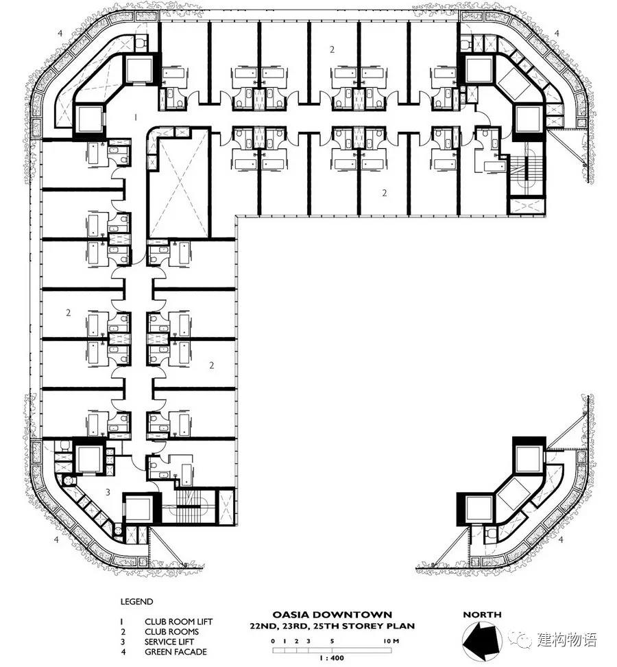 22-25層平面圖（西南方向設(shè)置空中花園，24層酒店內(nèi)部布置有所差異）.jpg